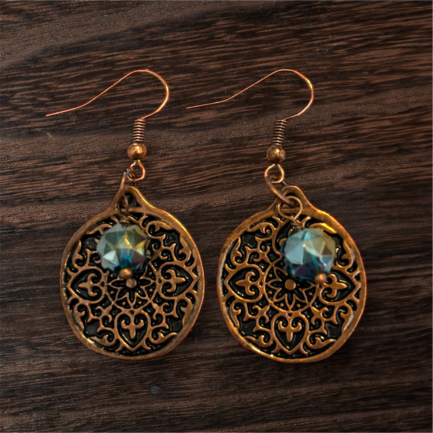 Bronze medallion earrings