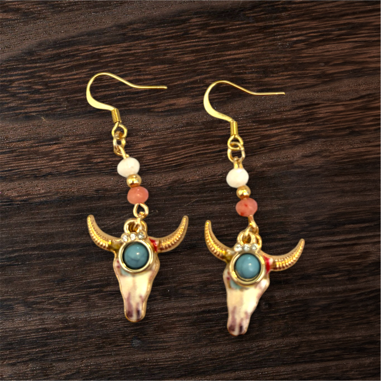 Turq Cow Earrings